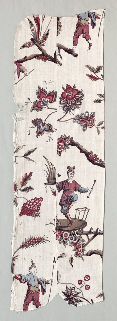 木版印刷的纺织品碎片，c。 1785年。 作者 不明