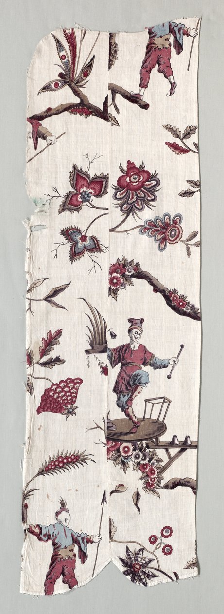 木版印刷的纺织品碎片c。 1785年。 作者 不明
