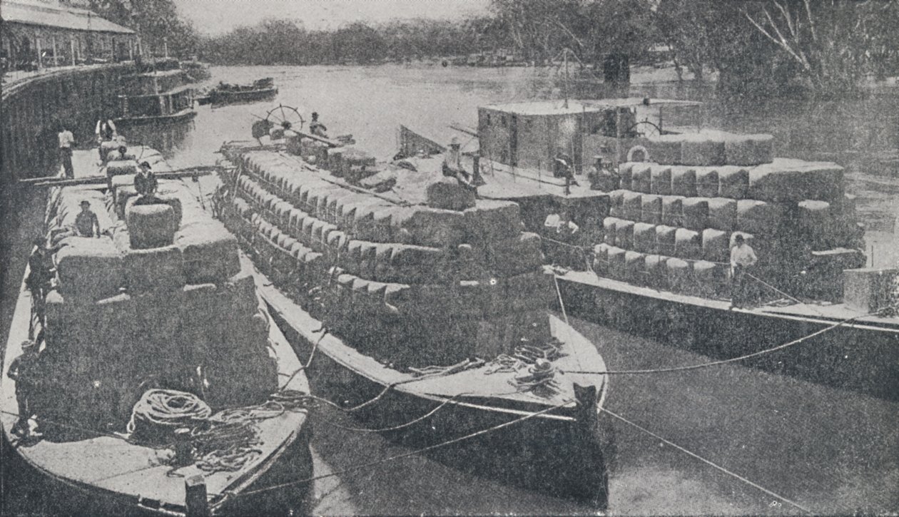 1923年，莫里河上的羊毛驳船。 作者 不明