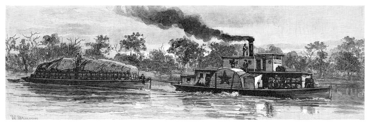 1886年，澳大利亚达令河上的羊毛驳船 作者 不明