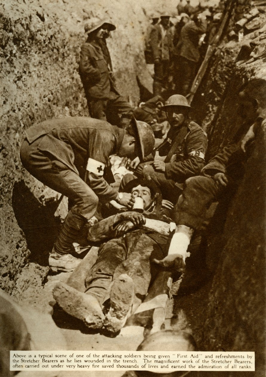 1916年第一次世界大战，索姆河战役，战soldier中受伤的士兵，1916年，1935年。 作者 不明
