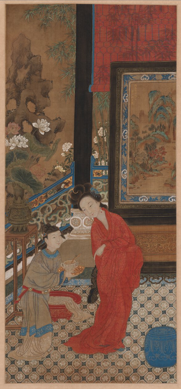 杨贵妃离开浴场，1700年代。 作者 不明