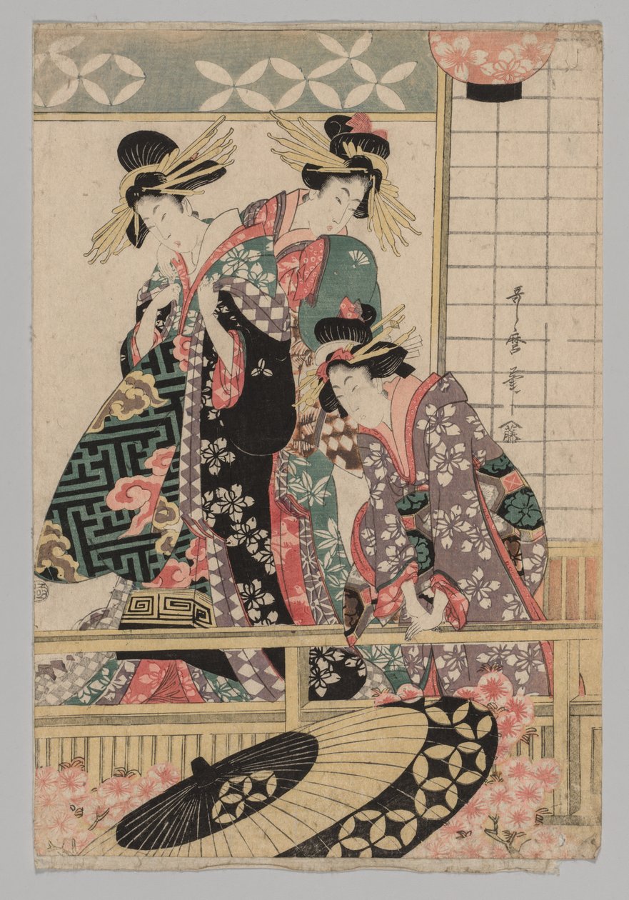 1753-1806年春季时望街的吉原妇女。 作者 不明