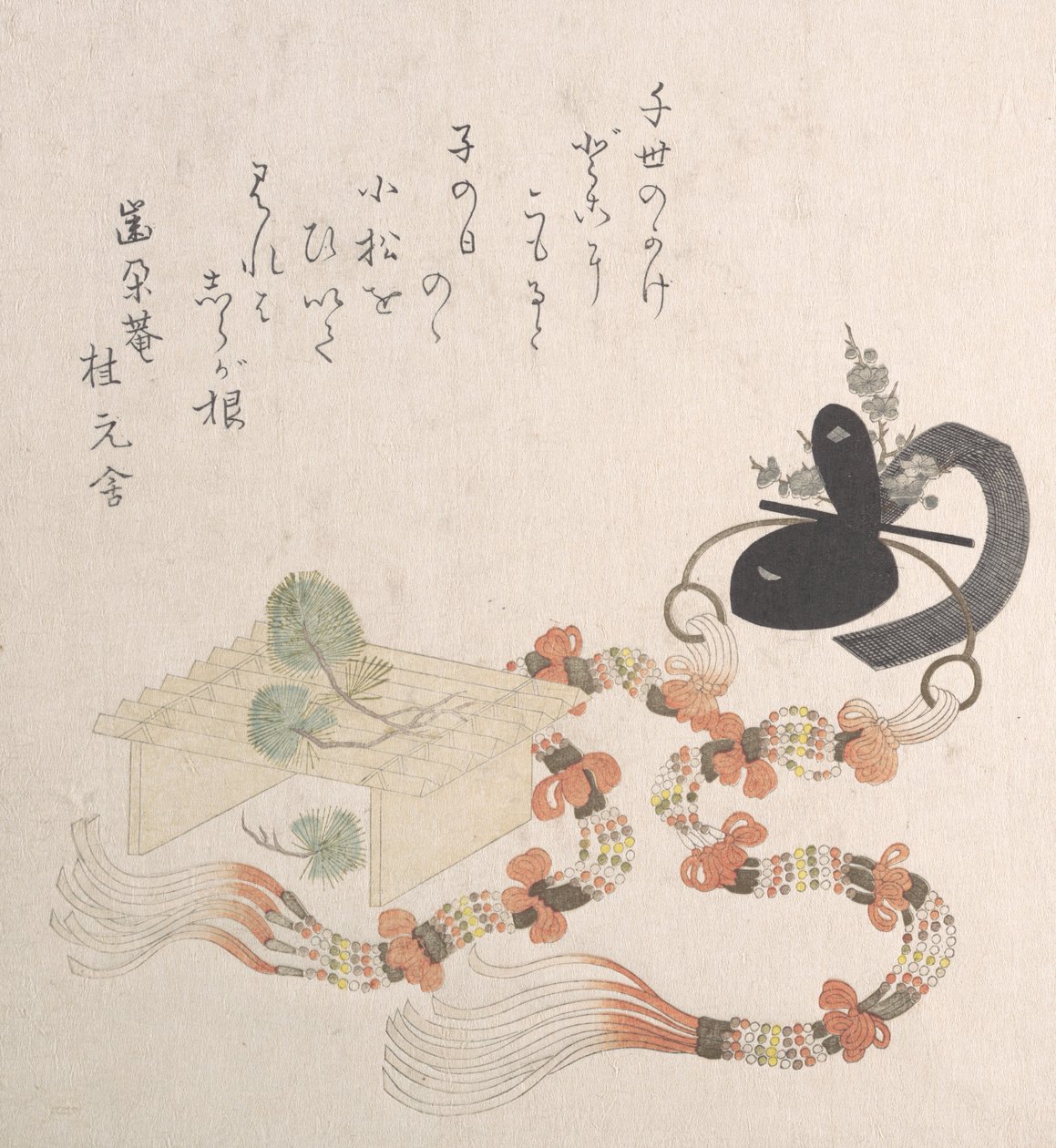 架子上的年轻松树和带长挂的仪式皇冠，18-19世纪。 作者 不明