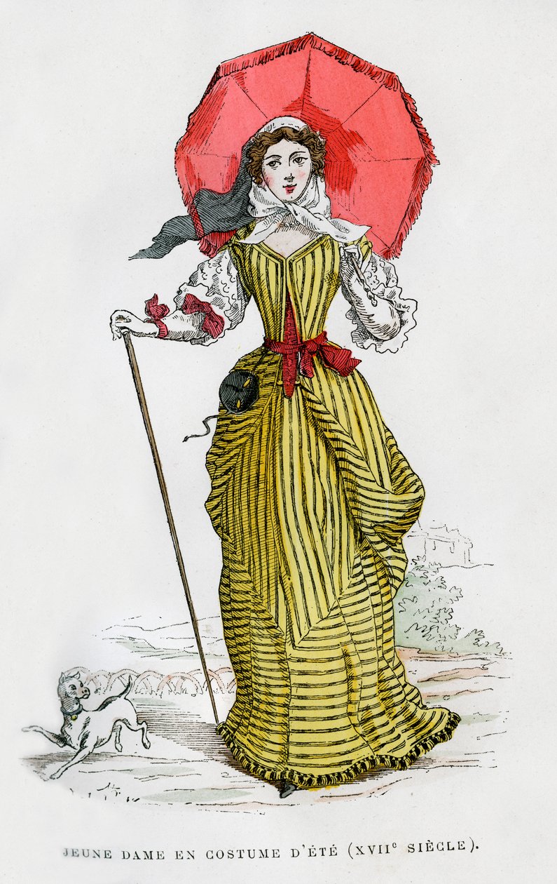 夏季时尚的年轻女子，17世纪1882-1884年 作者 不明