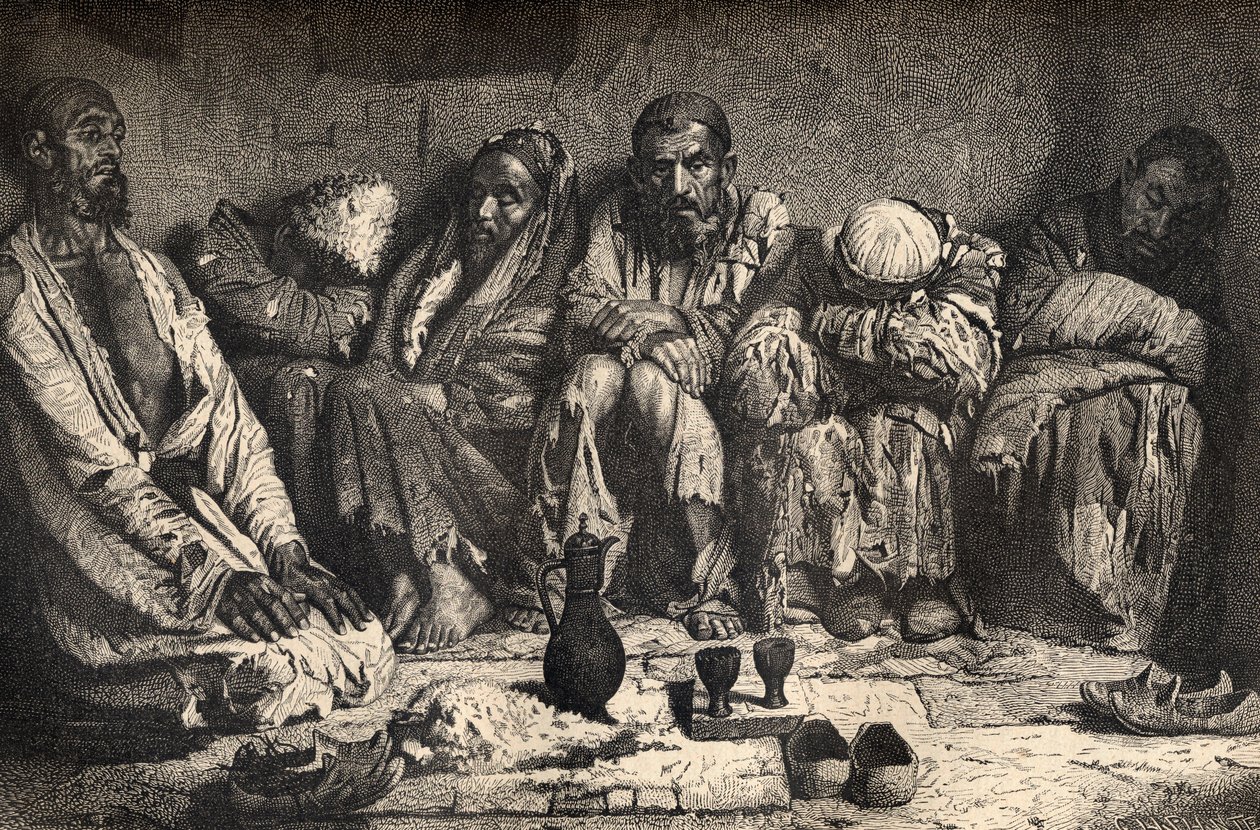 中亚的一个鸦片书房，来自“掌中世界”的插图，由Charles Laplante（1990年出版），1878年出版 作者 未知未知