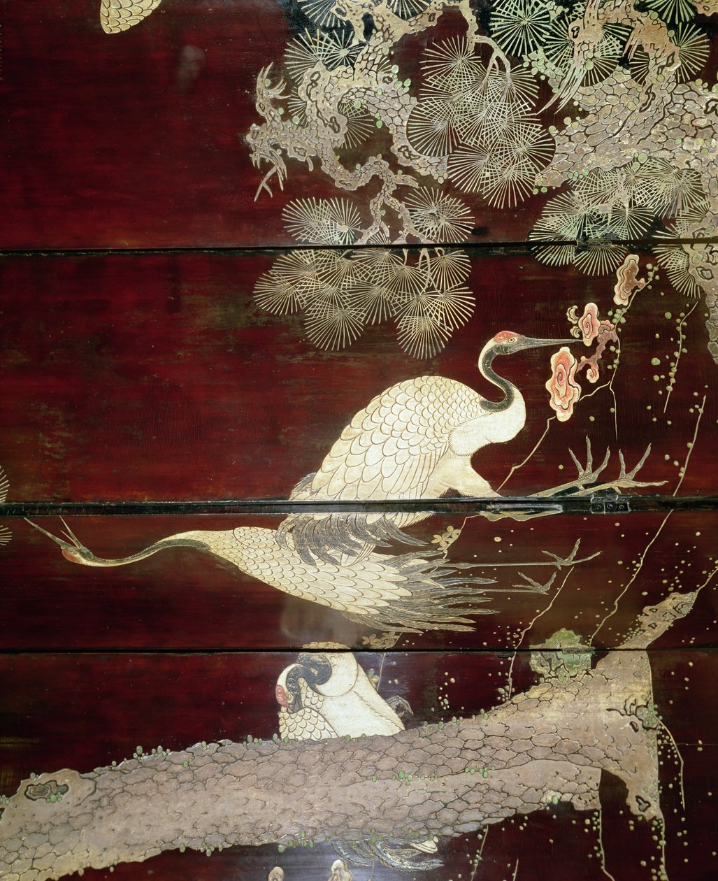 科罗曼德屏幕显示苍鹭，1619（漆）的细节 作者 未知未知