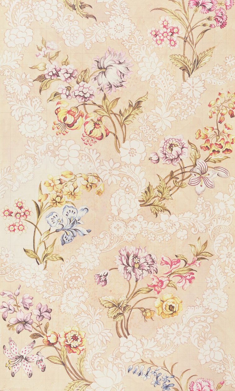 花卉设计与牡丹，百合和玫瑰为Spitalfields丝绸，作者：Anna Maria Garthwaite（1690-1763），1744 作者 未知未知