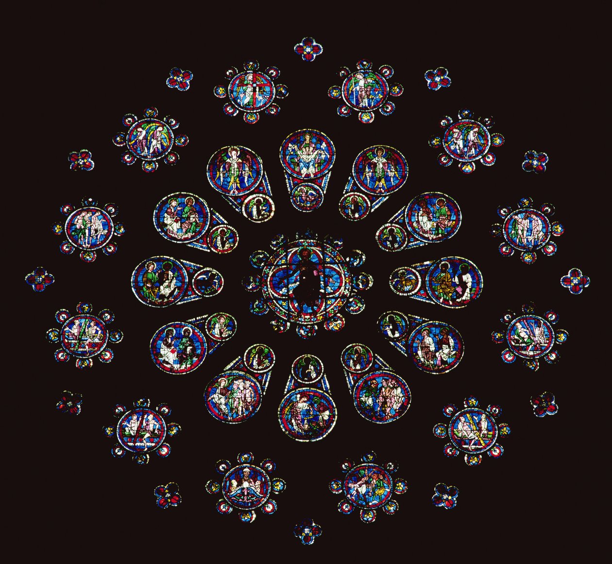 激情仪器和最后审判的场景;西玫瑰窗，中央部分，c.1222 作者 未知未知
