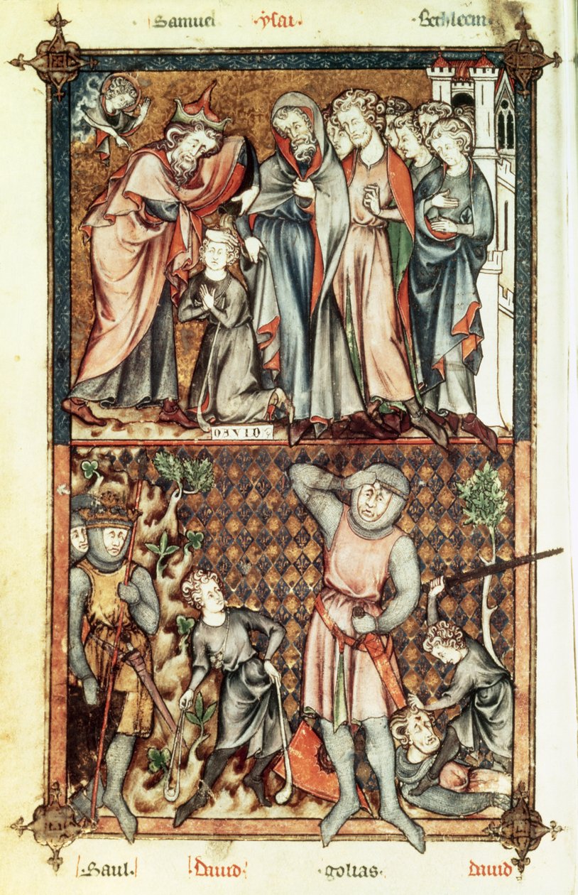 Lat 1023 f.7v David和Goliath与Le Bel de Breviare的Saul 作者 未知未知