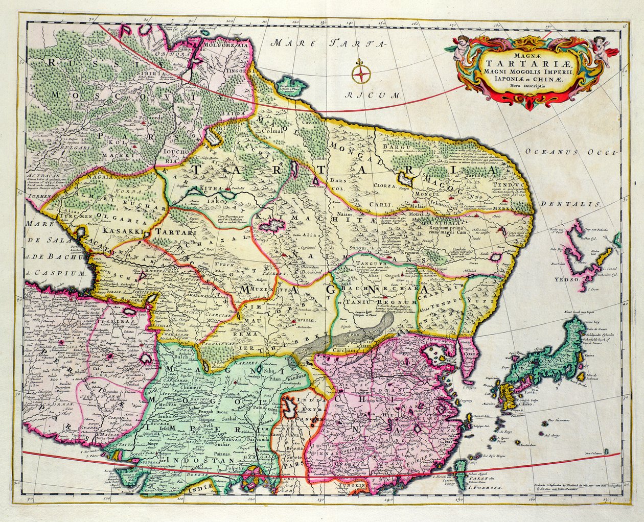 蒙古地图显示日本和中国，c.1680由弗雷德里克德威特 作者 未知未知