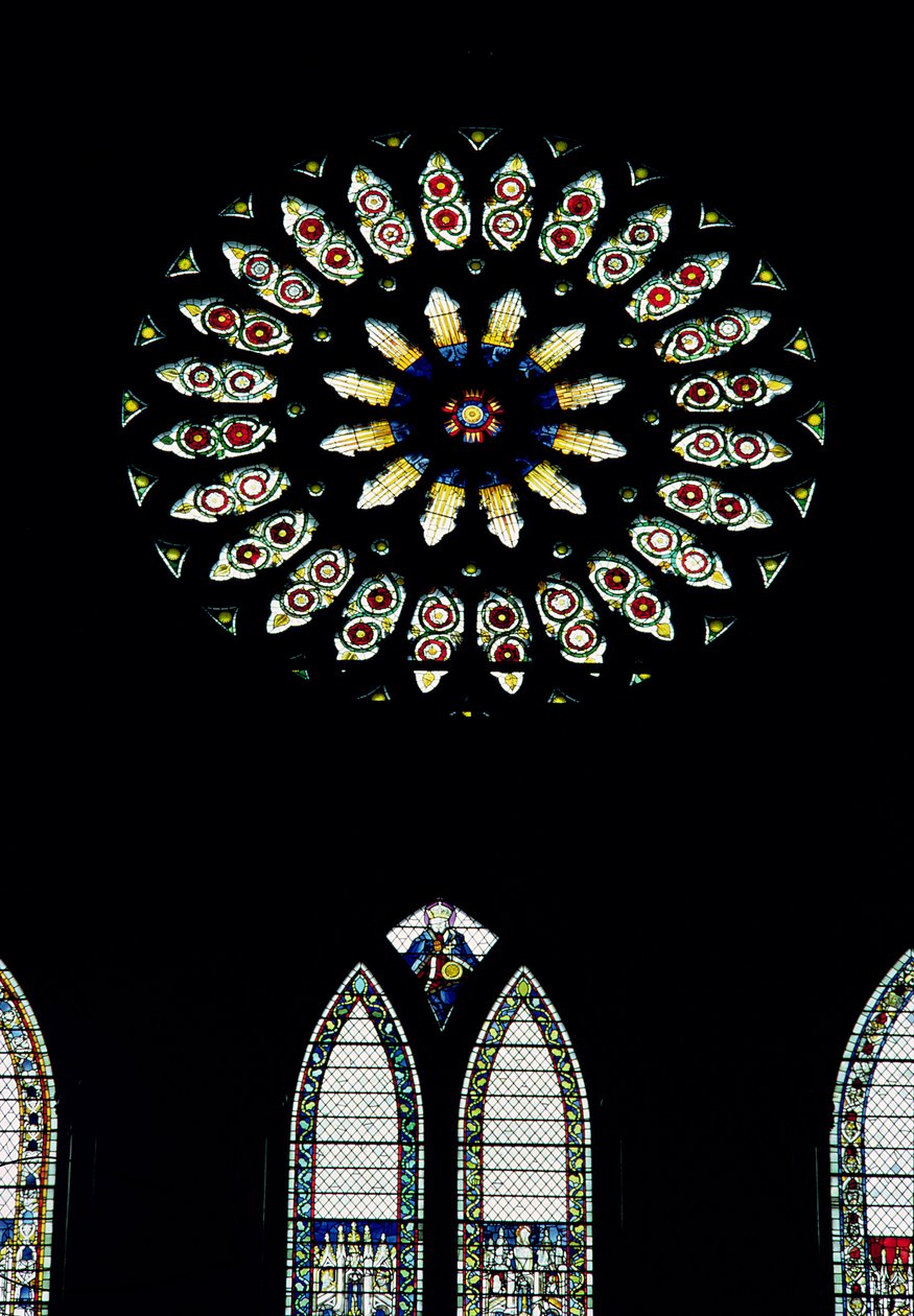 Marigold Window或St.Catherines Window，c.1515。红色和白色玫瑰通过亨利七世的婚姻纪念约克和兰开斯特的房屋的结合。 作者 未知未知