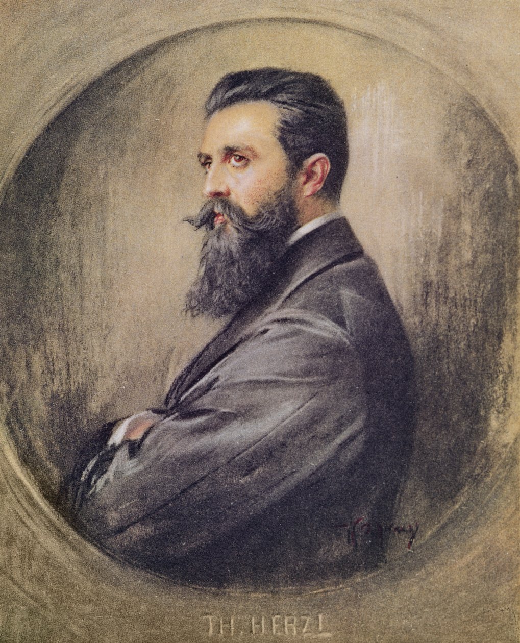 Theodor Hertzl的肖像（1860-1904）（纸上粉彩） 作者 未知未知