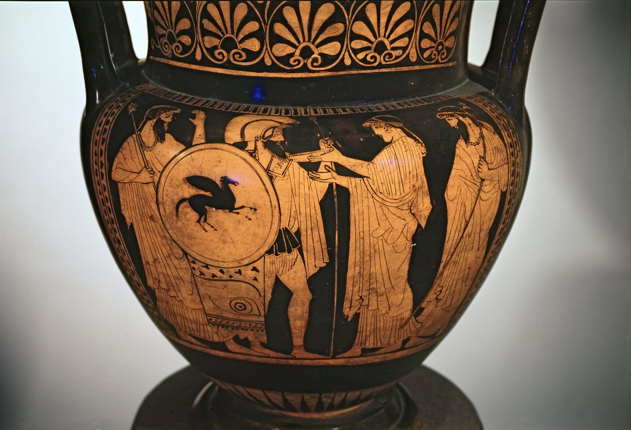 Red-figure krater，描绘战士从战斗中返回 作者 未知未知