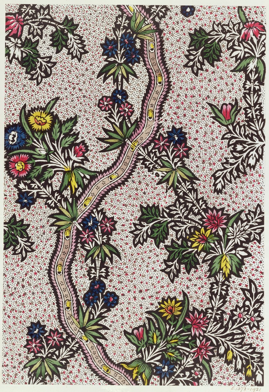 植物形态和蛇纹石带的纺织设计，c.1770 作者 未知未知