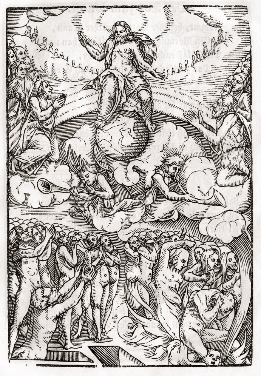 最后的审判，基于Hans Holbein（149798-1543）的木刻，来自&39;Der Todten Tanz&39;的雅戈尔，于1843年出版巴塞尔 作者 未知未知