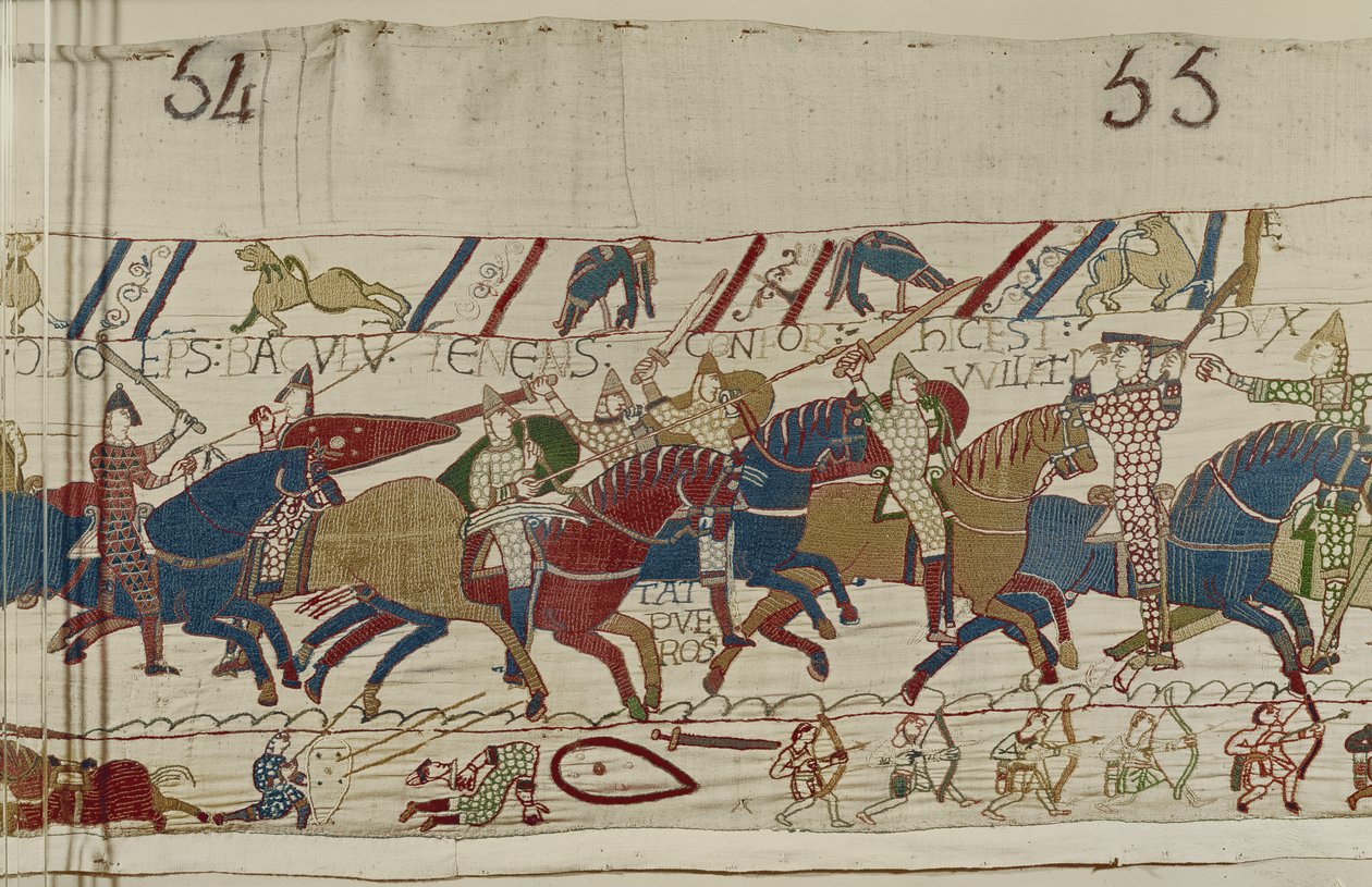 Odo主教敦促年轻士兵，Bayeux Tapestry 作者 未知未知