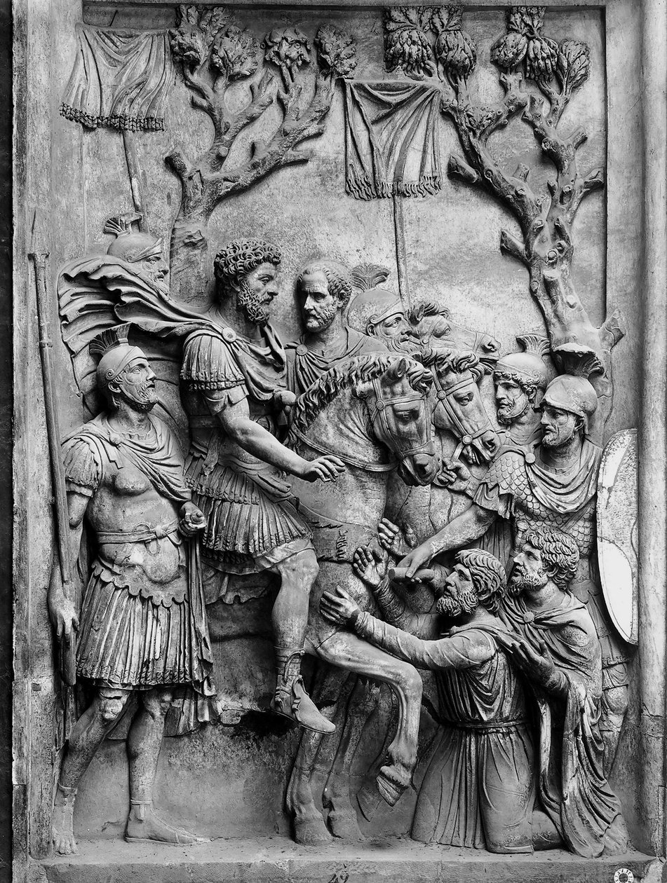 描绘Marcus Aurelius和被征服的德国人的救济 作者 未知未知