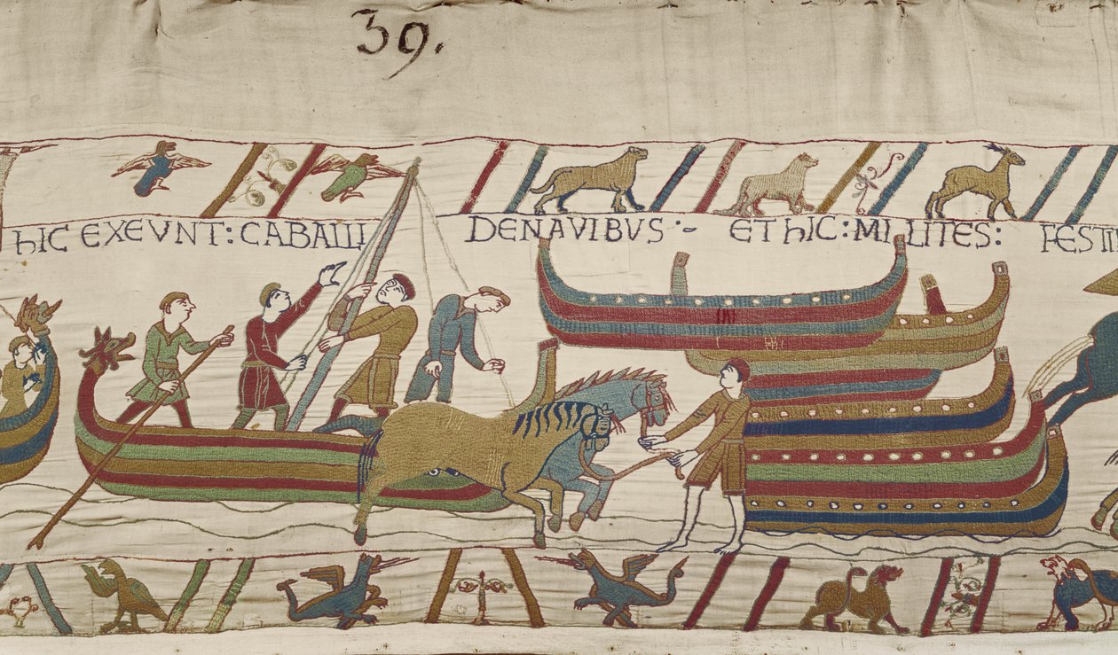 从诺曼船上卸下马，Bayeux Tapestry 作者 未知未知