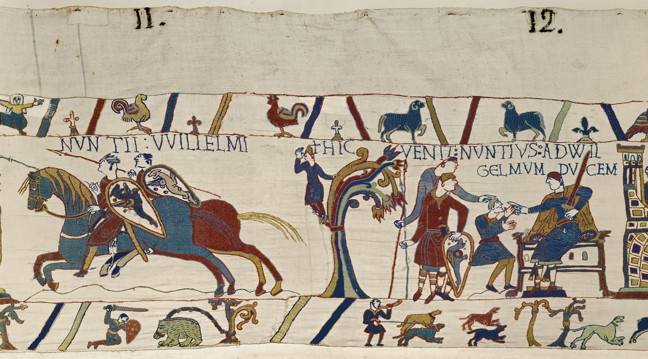 来自威廉公爵的武装车手抵达哈罗德护送他，Bayeux Tapestry 作者 未知未知