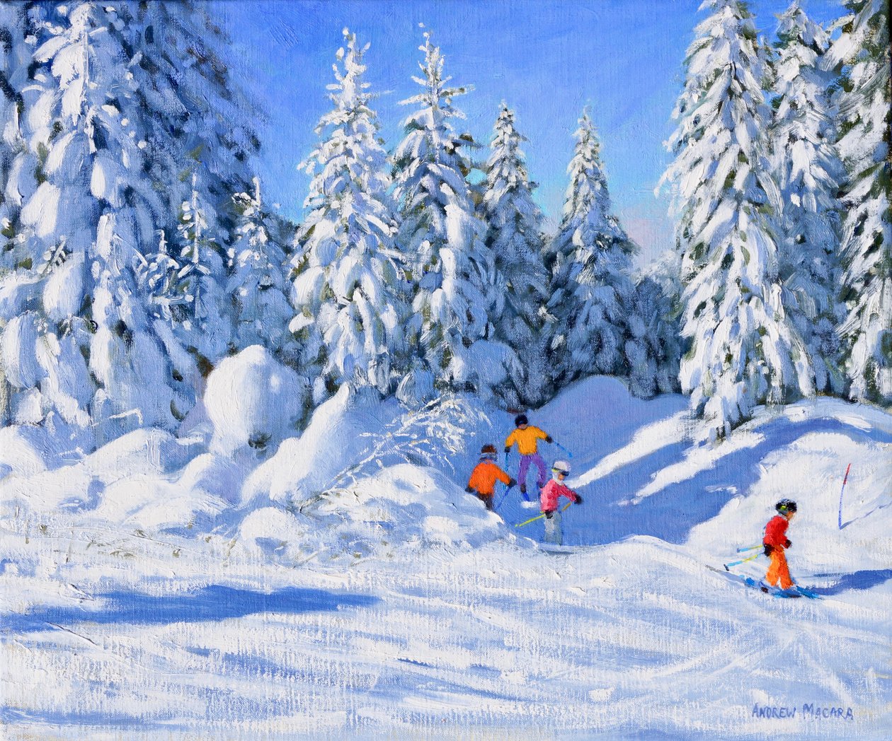 明亮的早晨和积雪覆盖的树木，Morzine 作者 未知未知