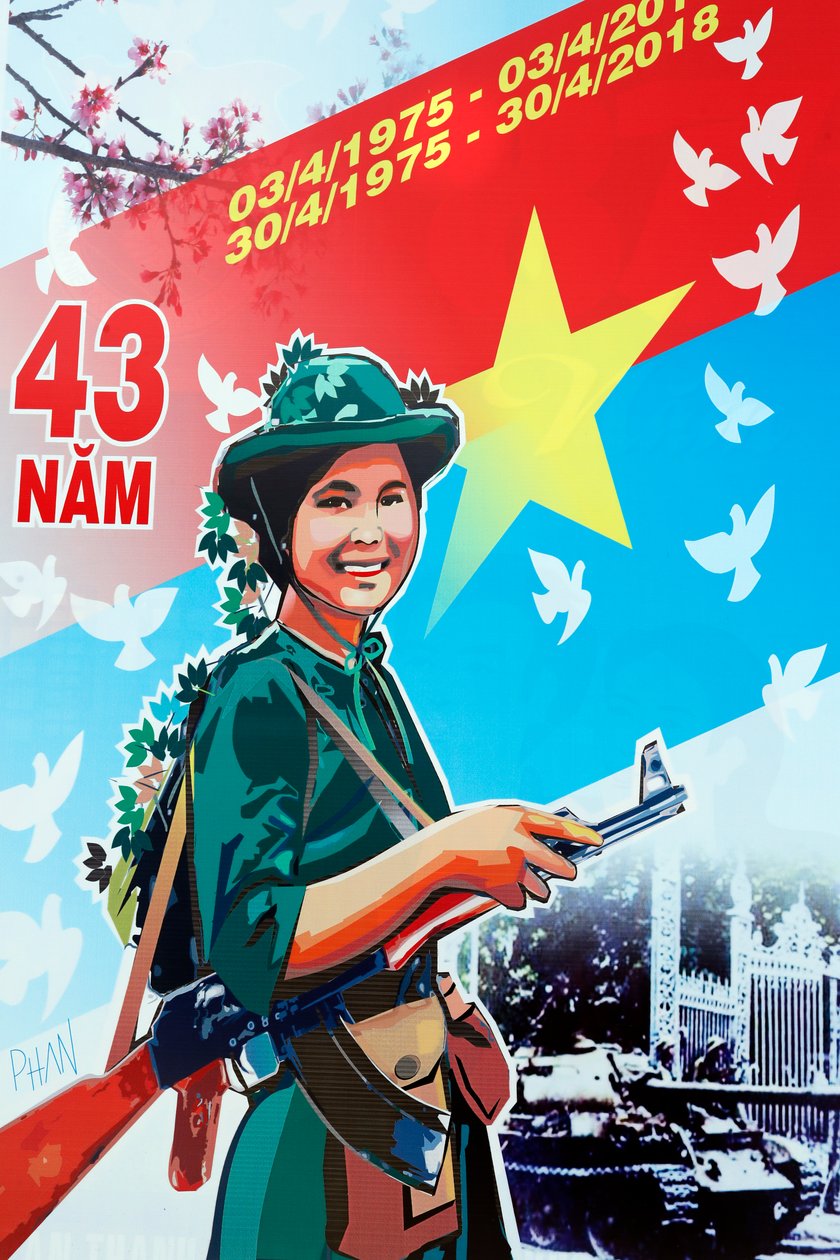 共产党政府宣传海报在街道，大叻，越南 作者 未知未知