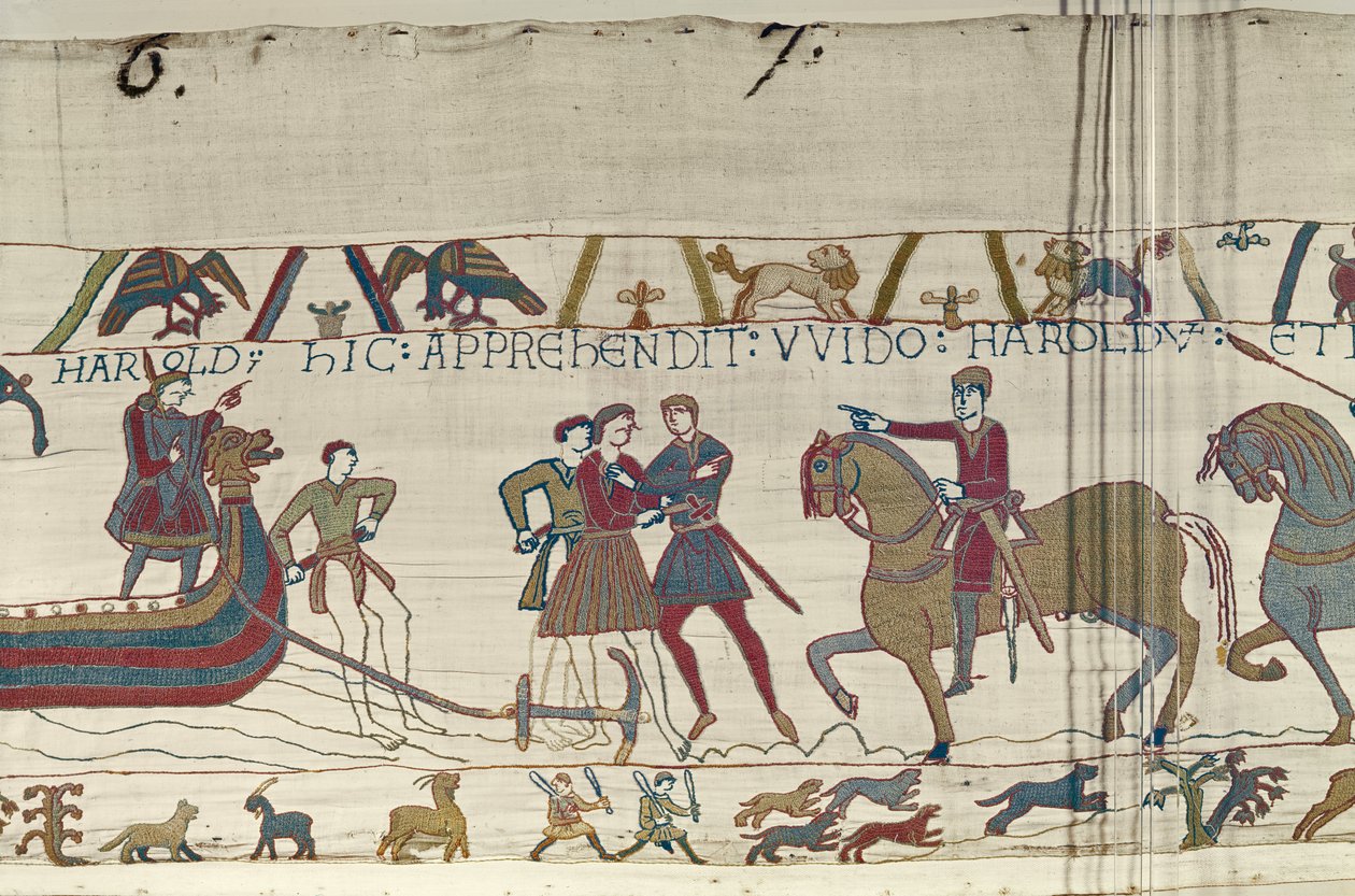 Ponthieu的Count Guy抓住哈罗德登陆诺曼底，Bayeux Tapestry 作者 未知未知