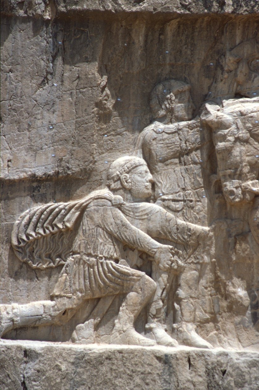 详细的罗马皇帝菲利普阿拉伯跪在沙普尔二世之前，Naqsh-e Rostam 作者 未知未知
