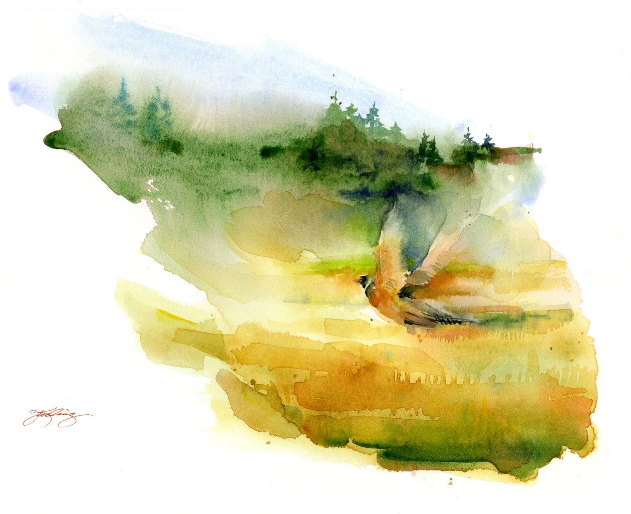 飞行中的雉鸡，2015， 作者 未知未知
