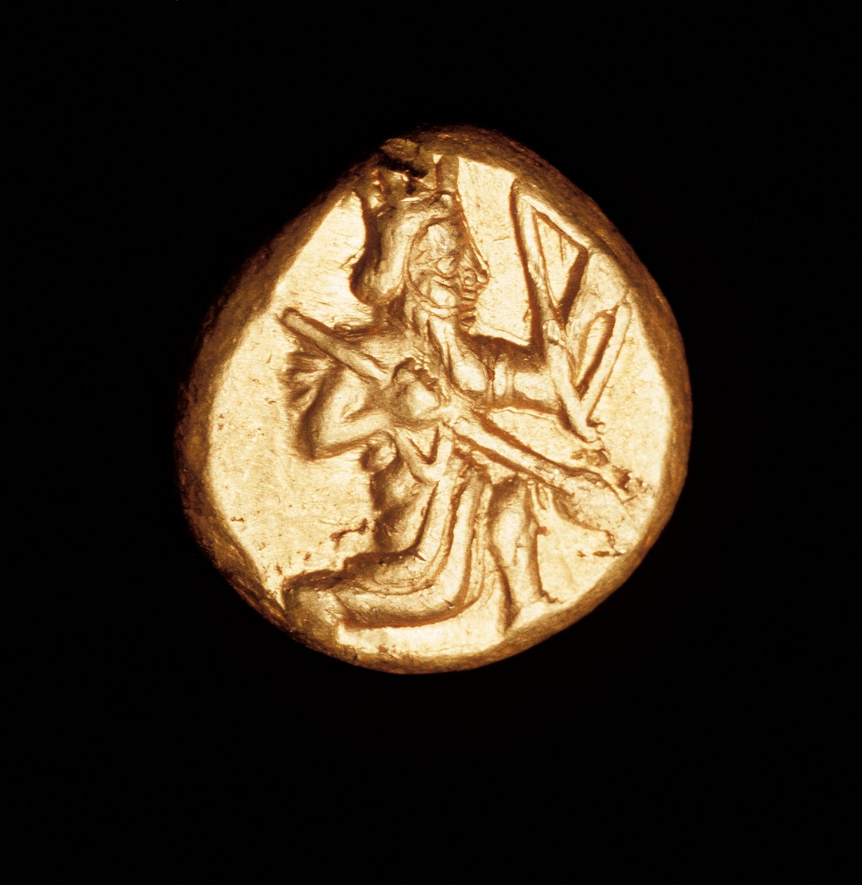 罕见的古希腊硬币，金波斯达西奇，伟大的国王跪着弓C 450BC 作者 未知未知
