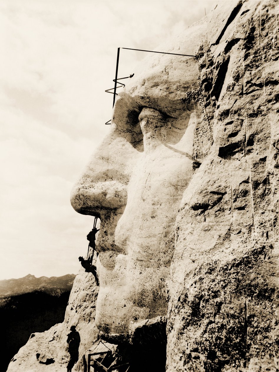 拉什莫尔山国家纪念碑的建筑，乔治华盛顿细节，1928年 作者 未知未知