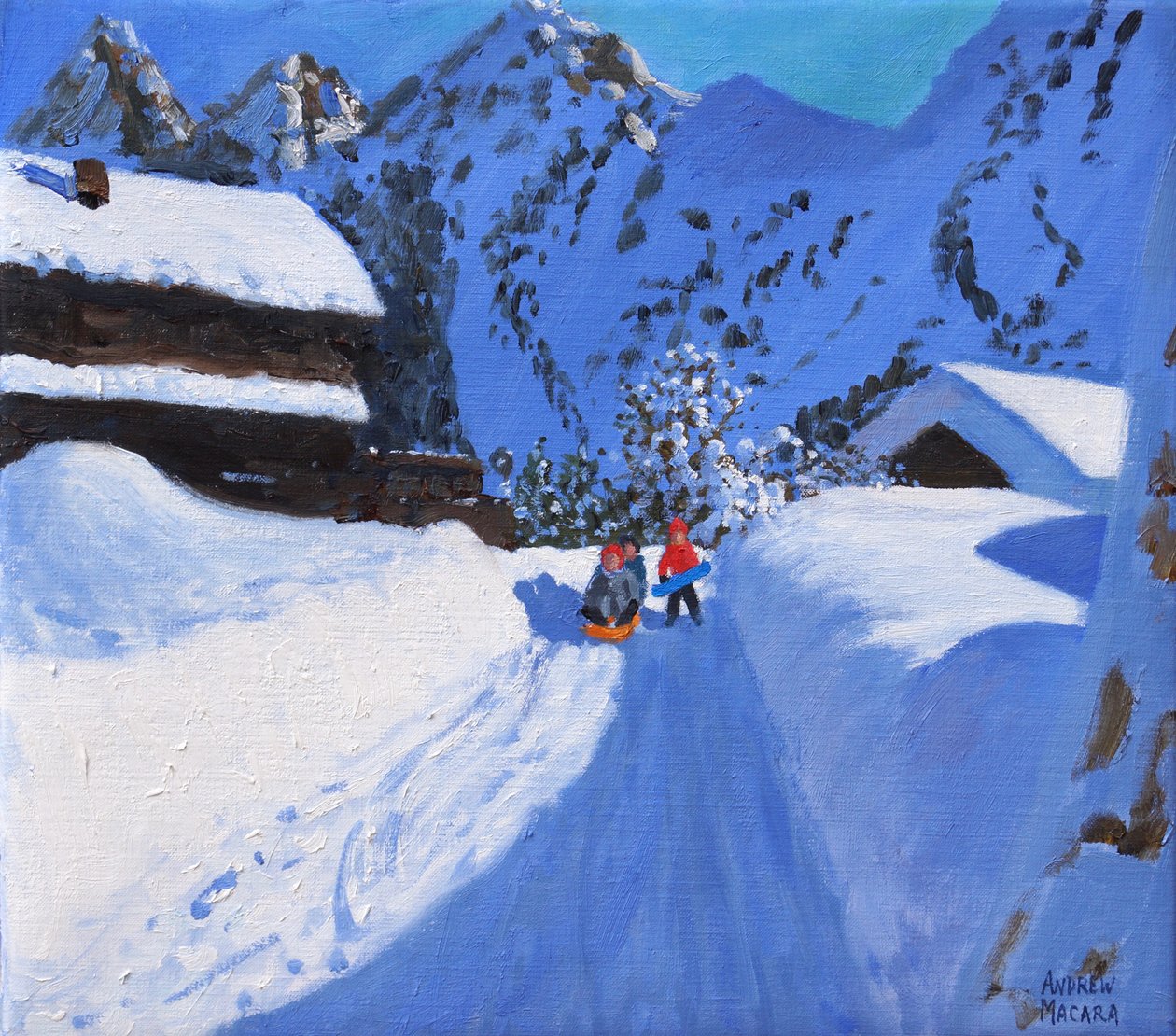 三个雪橇，La Clusaz，法国，2017， 作者 未知未知