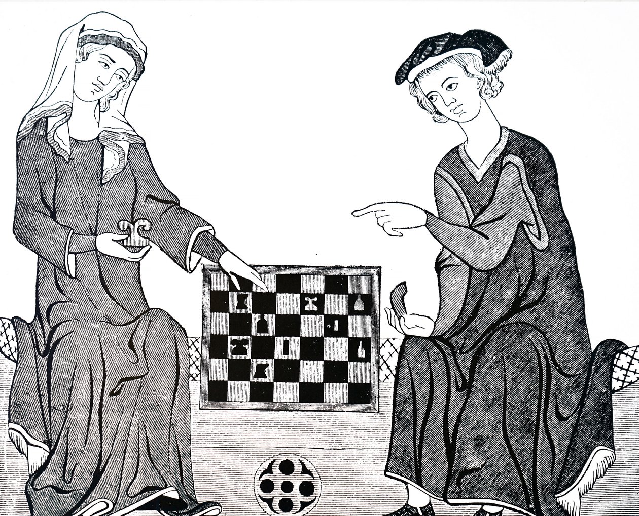 一个男人和一个女人在下棋 作者 不明