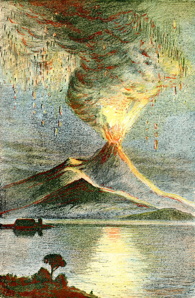 喷发中的火山 作者 未知艺术家