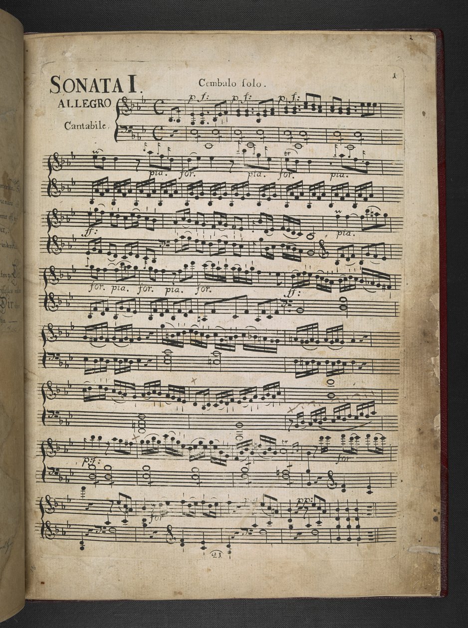 添加 MS 41631 f.2r 贝多芬早期三首降 E 调、F 小调和 D 调钢琴奏鸣曲的复制品 作者 未知艺术家