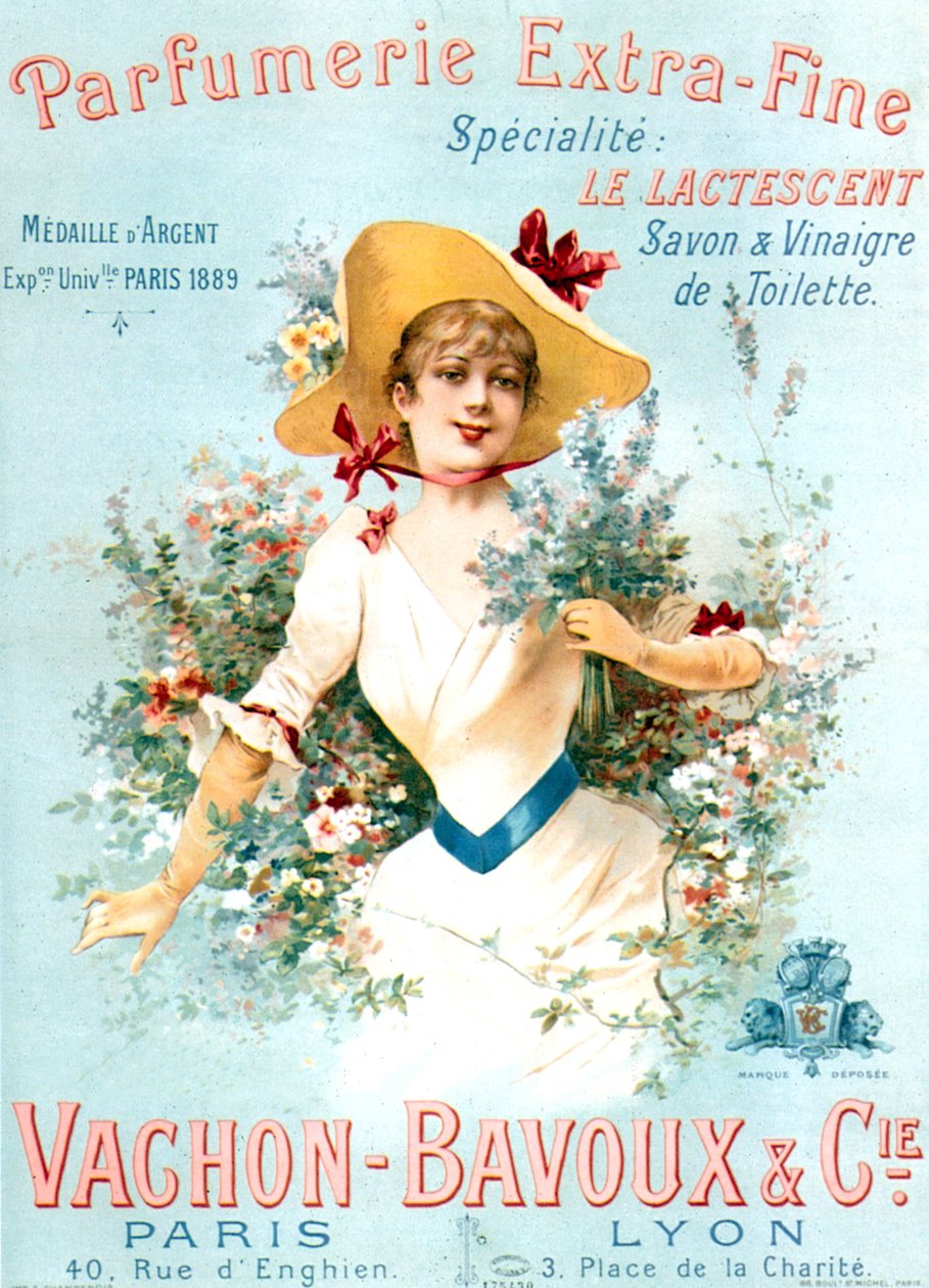 Vachon Bavoux 香水的广告海报，约 1891 年 作者 未知艺术家