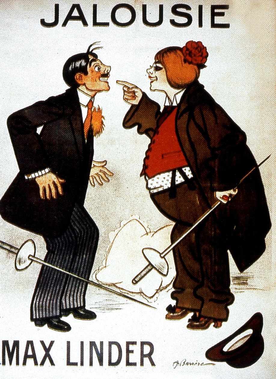 马克斯-林德与马克斯-林德的电影《嫉妒》（Max and the Jealous Husband）海报 1914年无声电影 作者 不明