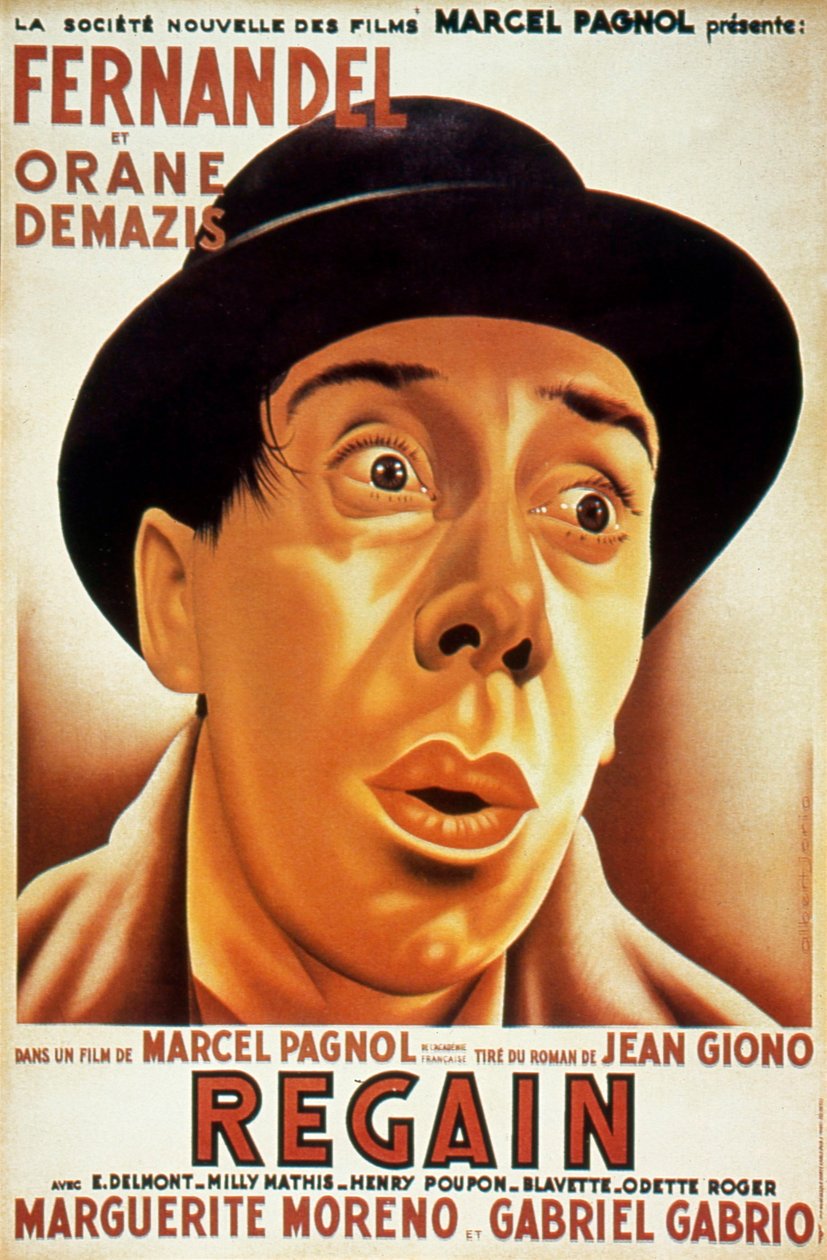 马塞尔-帕涅尔（MarcelPagnol）与费尔南德（Fernandel）合拍的电影《Récolte》海报 1937年（让-吉奥诺设计）。 作者 不明