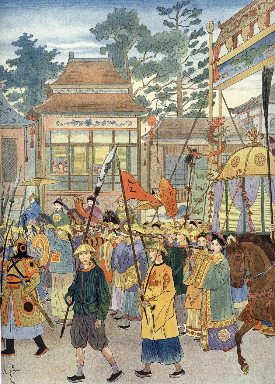 中国古歌寓言：皇帝乘轿，1900年左右（图） 作者 未知艺术家