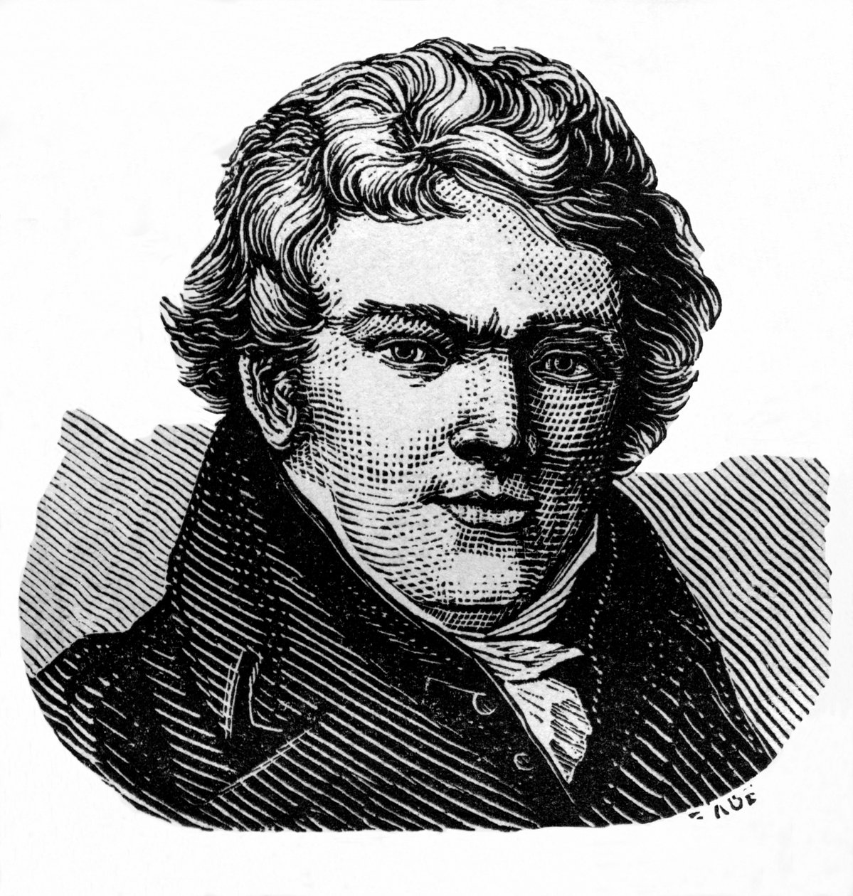 Aloys Senefelder (1771-1834), acteur et dramaturge allemand, inventeur de la lithographie et imprimeur - Senefelder, Alois, inventor of the lithography.插图/木刻选自："插图中的世界"，由作者 Chr. 作者 未知艺术家
