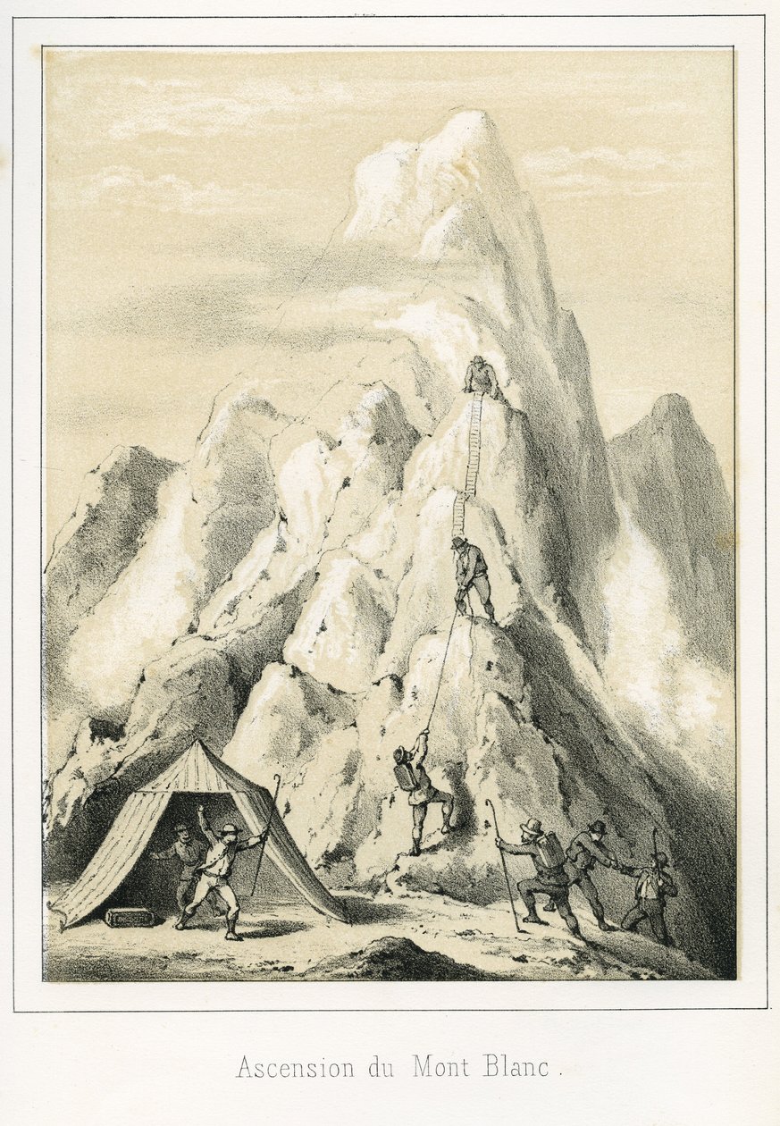 勃朗峰上的雪崩导致三名导游死亡。雕刻 "Ciel Terre et Mer"，作者是R. Delasalle，约1860年。 作者 不明