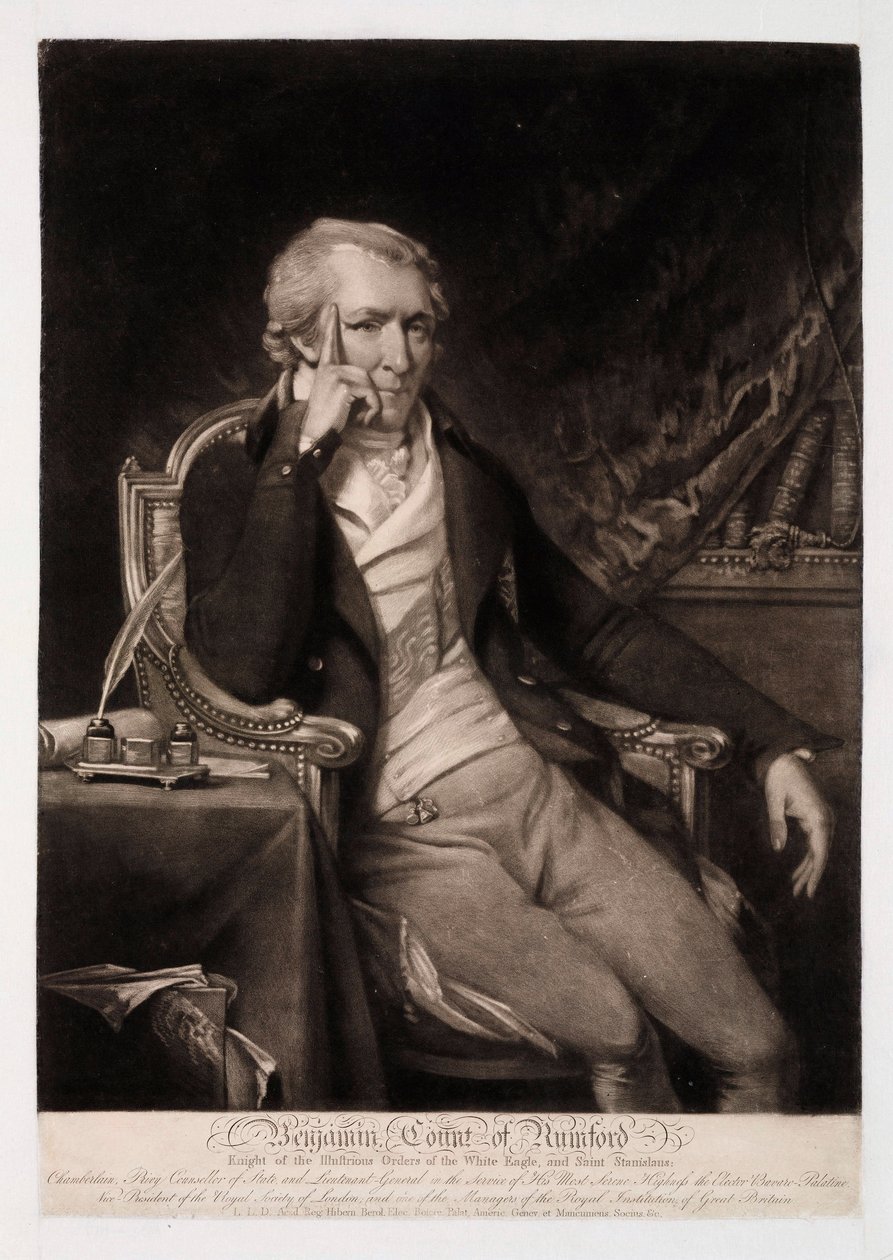 本杰明·汤普森 (Benjamin Thompson)，朗福德伯爵 (Count Rumford)，美国行政官，约 1810 年 作者 不明