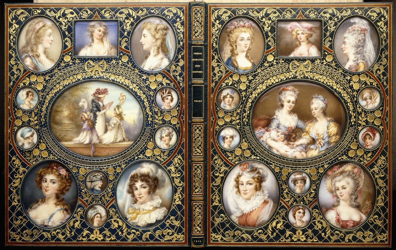 结合二十四幅肖像缩影，取材于理查德·布林斯利·皮克（Richard Brinsley Peake）1816年出版的《法国特色服装》一书 作者 不明