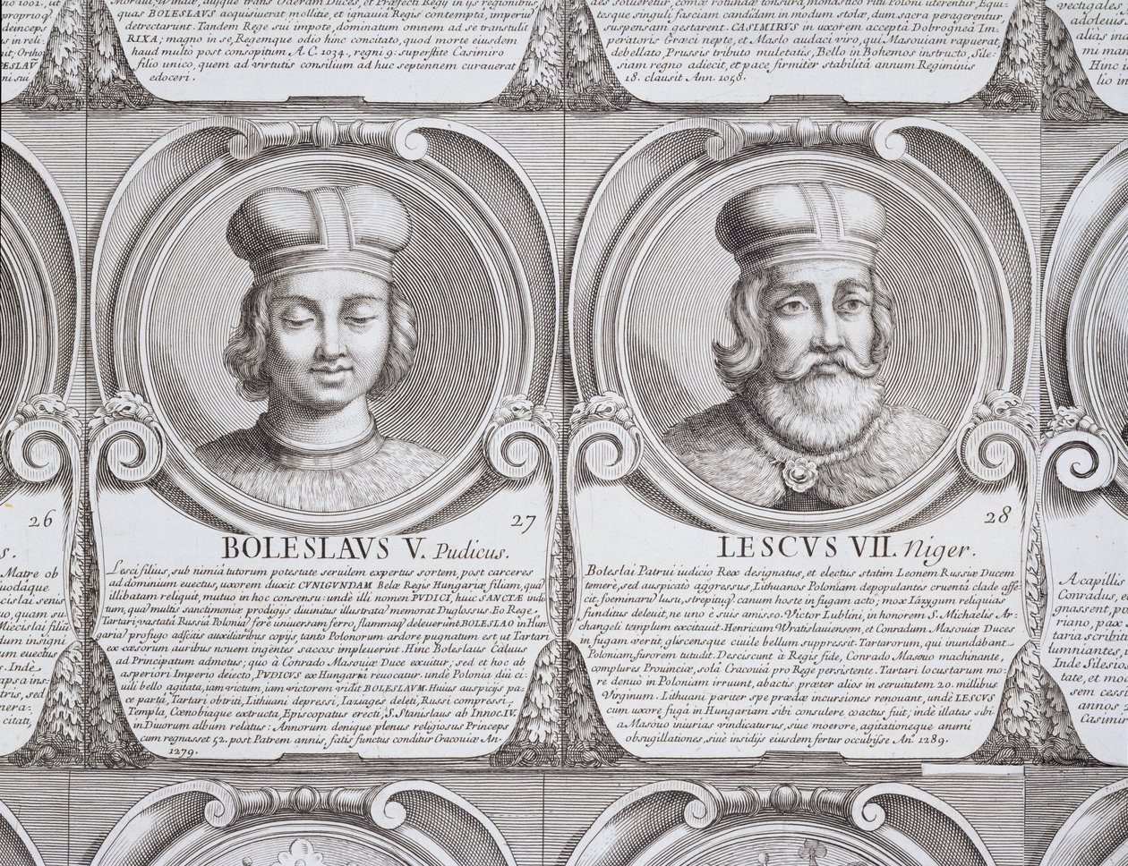 Boleslaw V, the Chaste, and Leszek II, the Black, no. 27 和 28 来自“系列 Chronologica Ducum et Regum Polonorum”（雕刻） 作者 不明