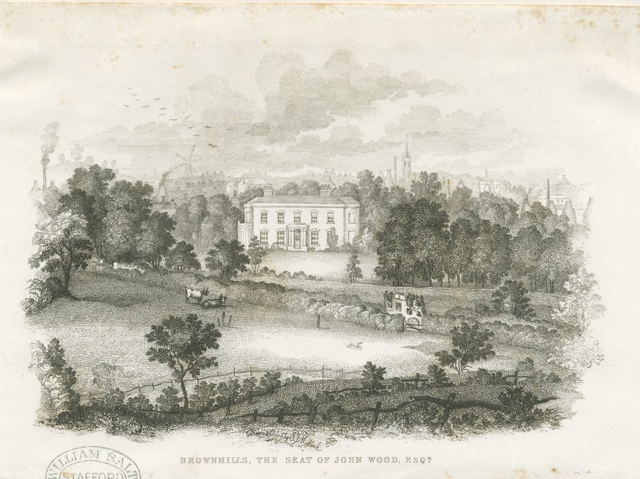 Burslem-“ Brownhills” House：雕刻，nd [？19th cent] 作者 不明
