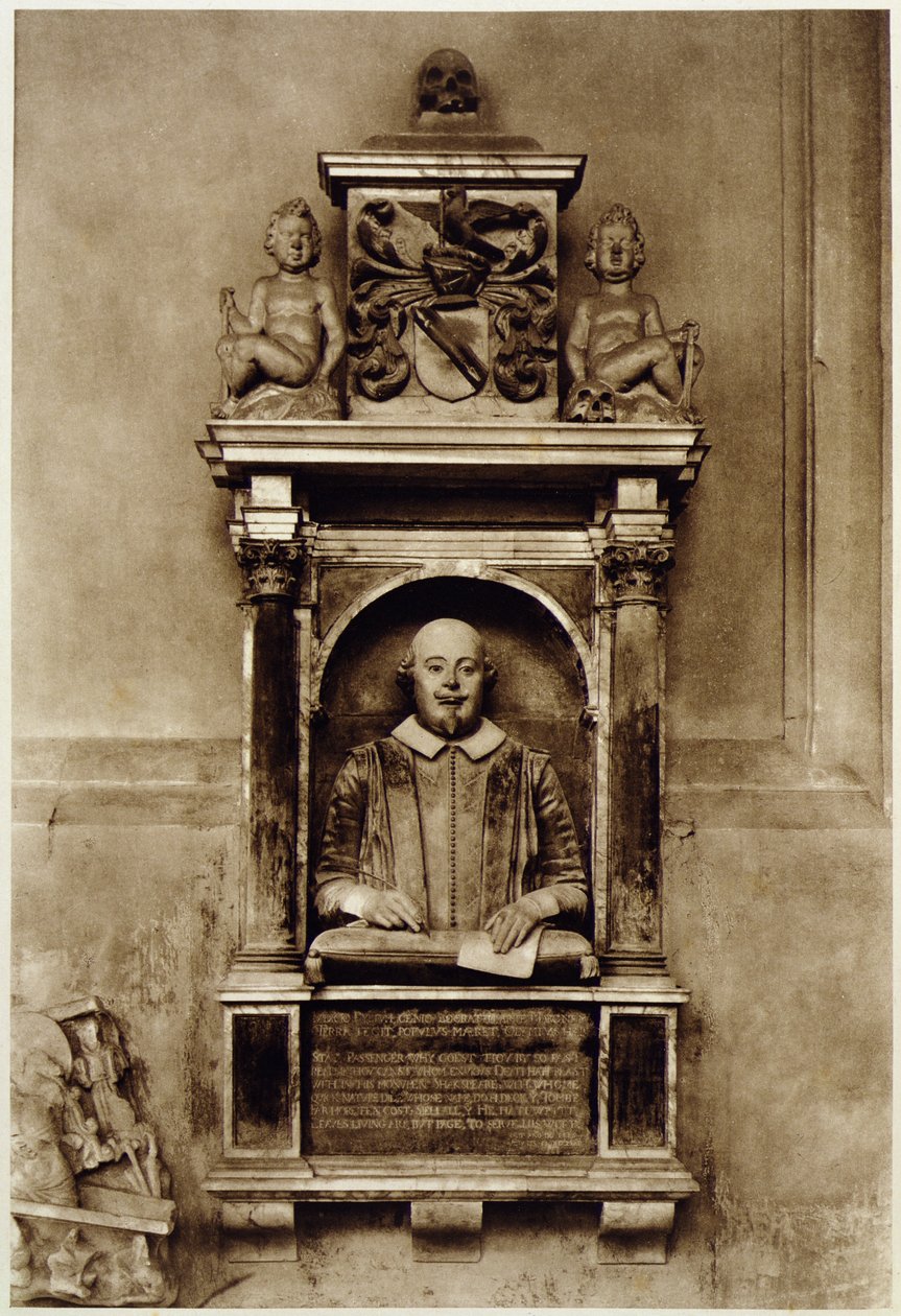 威廉·莎士比亚 (1564-1616) 半身像和题词（黑白照片） 作者 不明