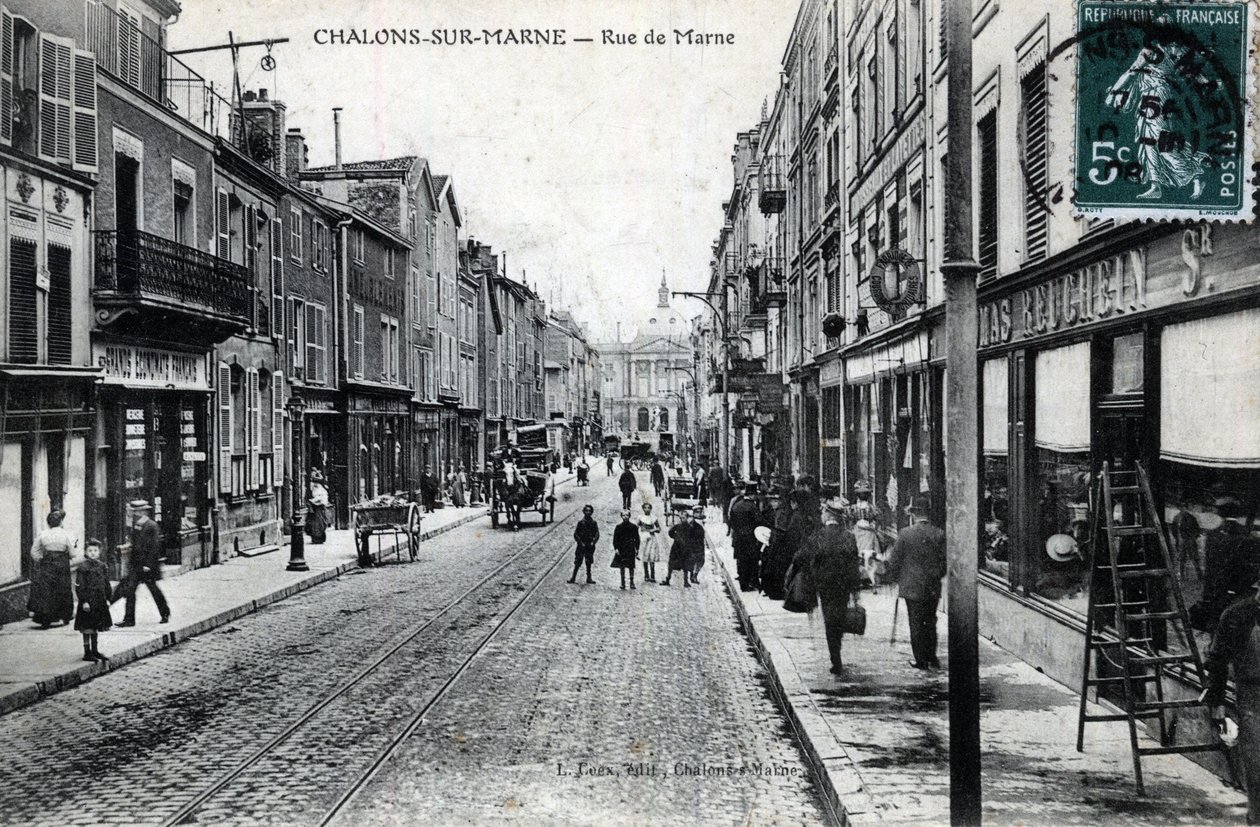 香槟-阿登省，马恩省（51），马恩河畔的沙隆（Chalons-sur-Marne）：马恩河畔的景色（该市现在被称为香槟区的沙隆（Chalons en Champagne））--明信片19世纪末-20世纪初 作者 未知艺术家
