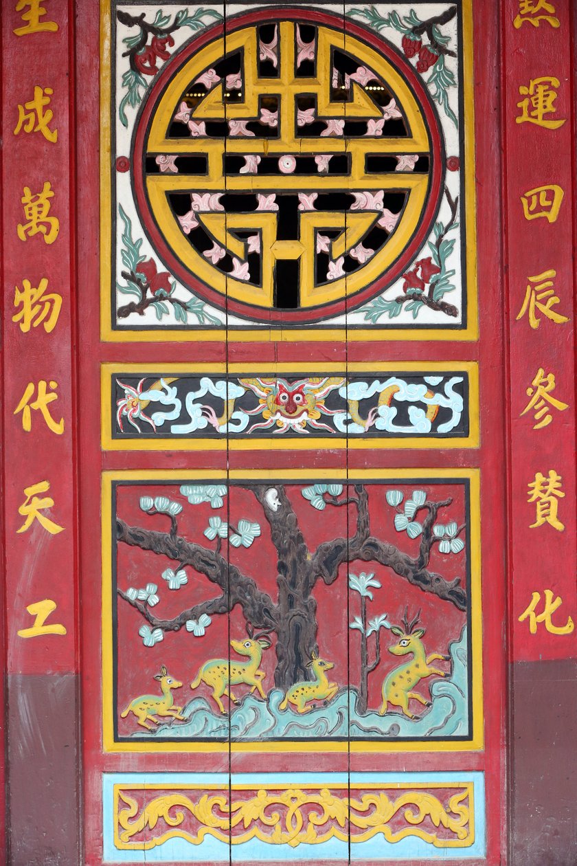 Chua Ong 佛教塔。装饰性的庙门。会安。越南 作者 不明
