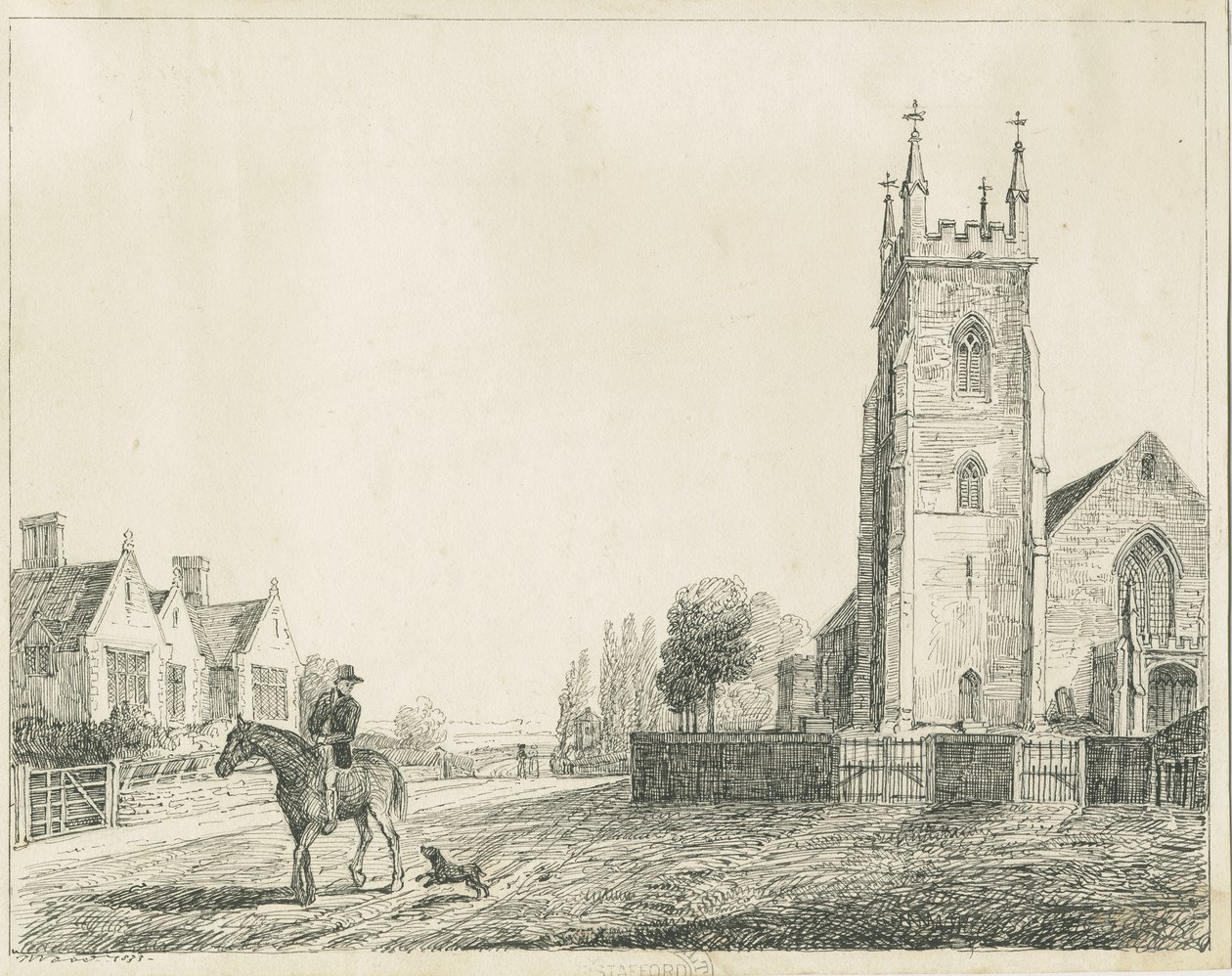 科尔维奇教堂（Colwich Church）：钢笔素描，1833年 作者 不明