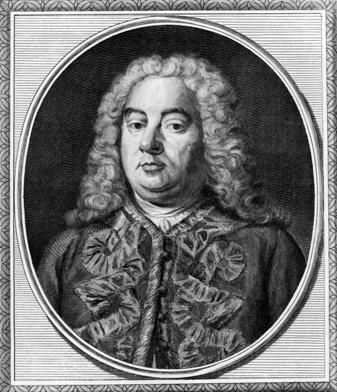 作曲家 George Handel，伦敦，约 1750 年（黑白照片） 作者 不明